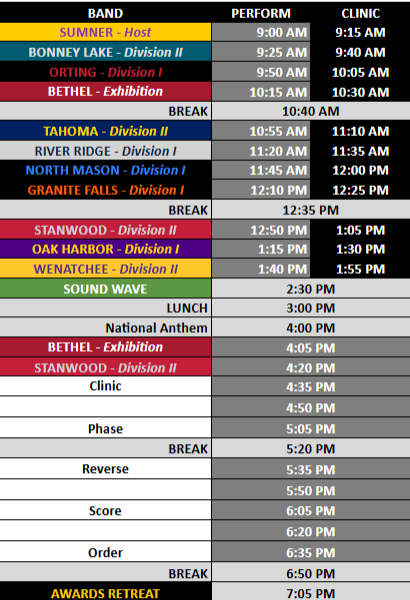 Band Performance Schedule